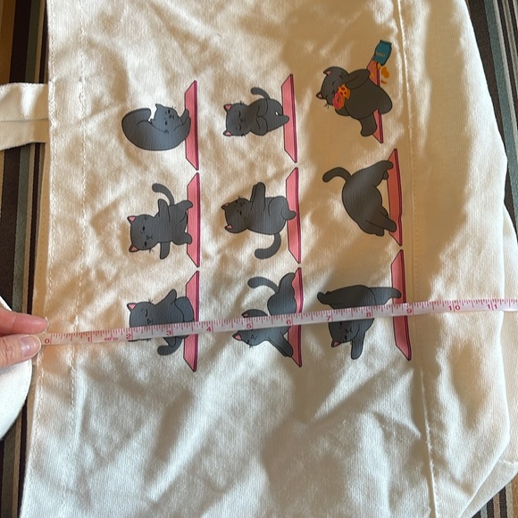 Super cute!! NWOT cat yoga cotton tote bag shoulder bag handbag - Picture 4 of 10